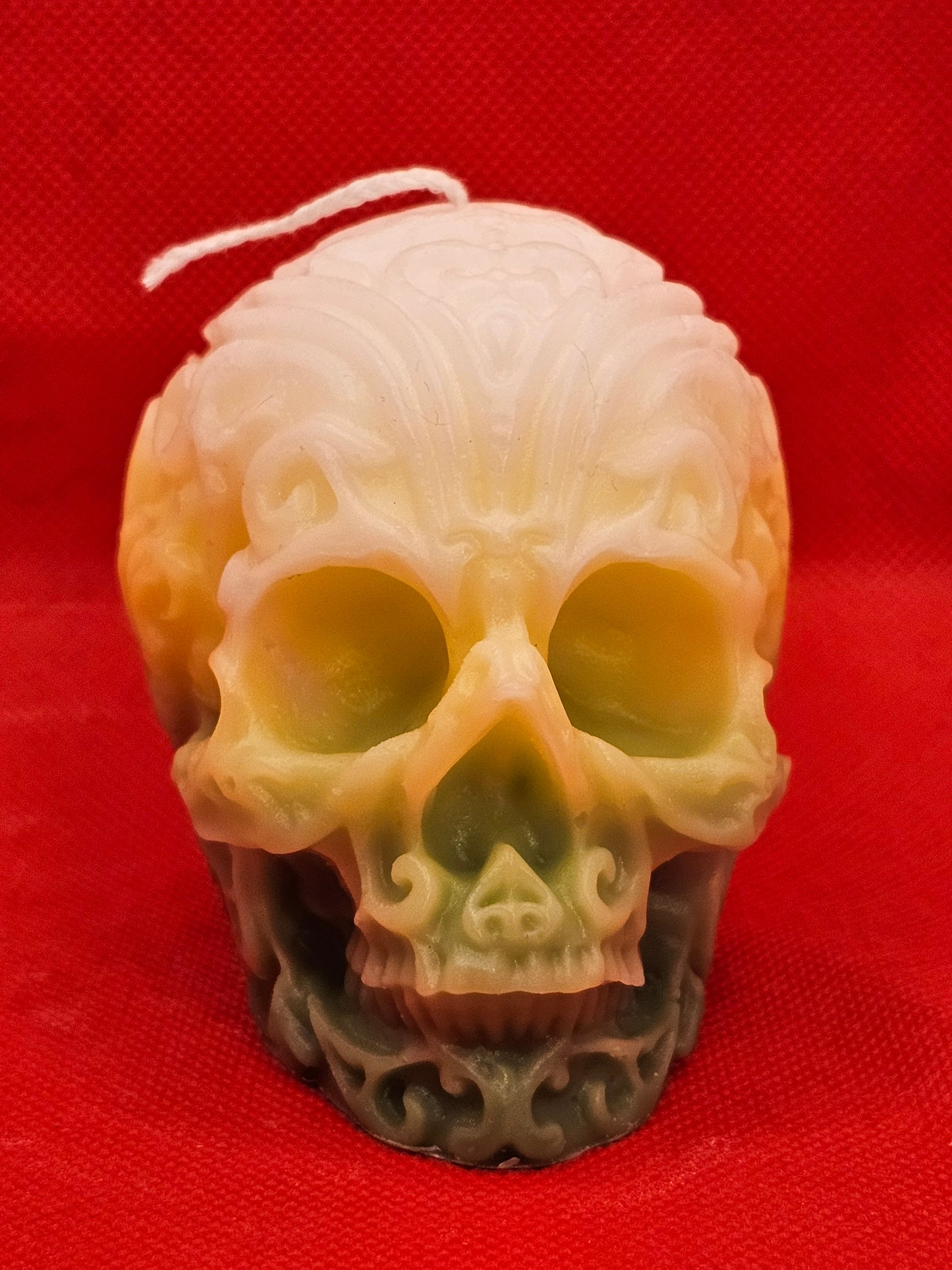 Totenkopf mit Muster Gelb-grün