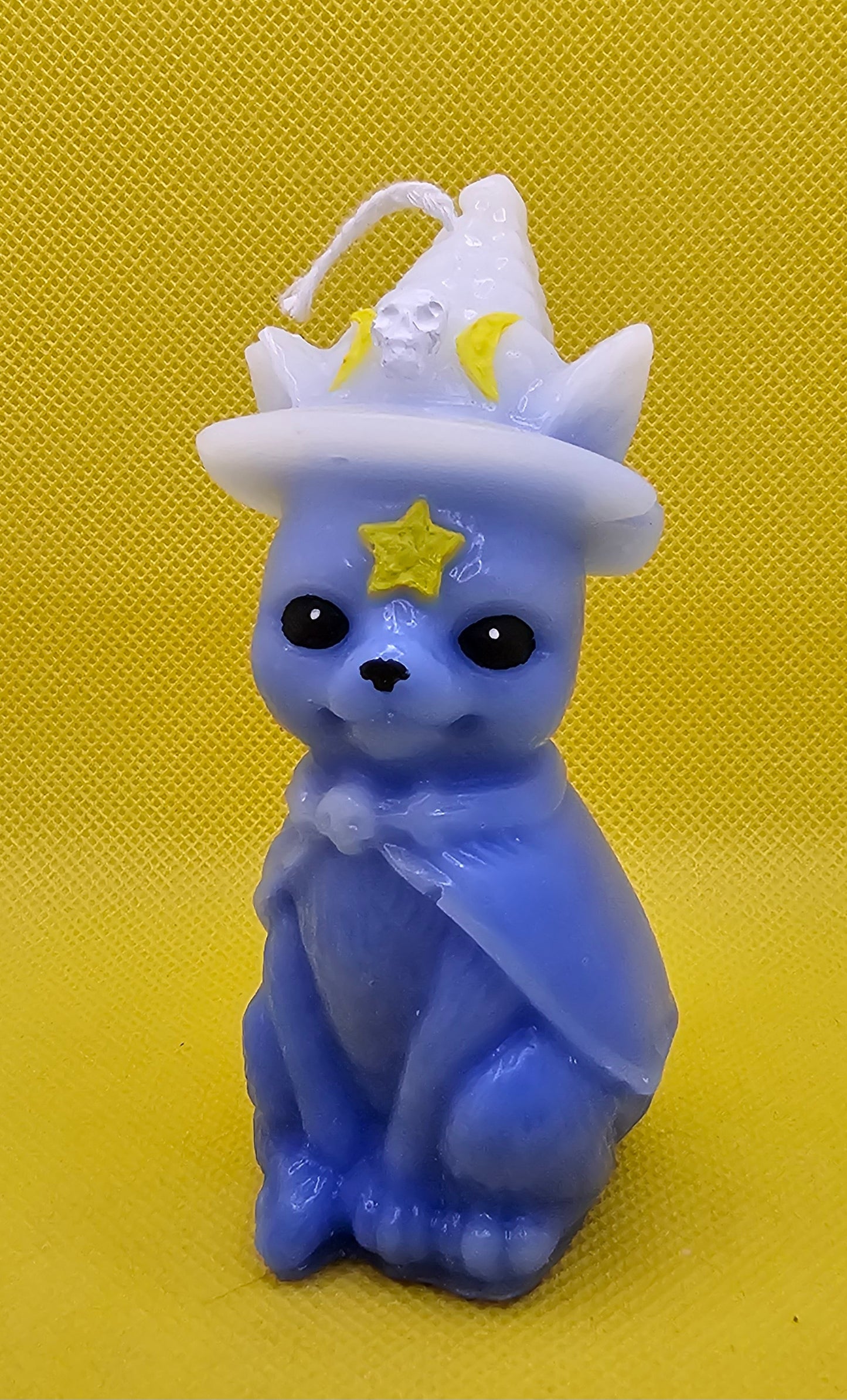 Katze mit Hexenhut blau