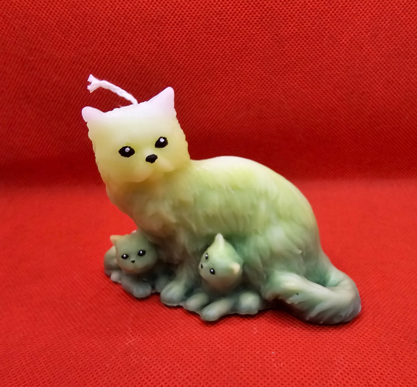 Katzen Familie gelb-grün